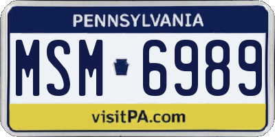 PA license plate MSM6989
