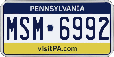 PA license plate MSM6992