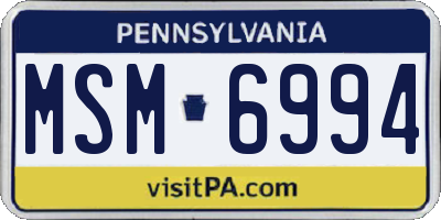 PA license plate MSM6994