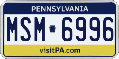 PA license plate MSM6996