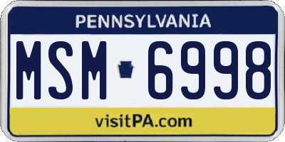 PA license plate MSM6998