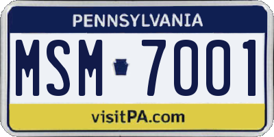 PA license plate MSM7001