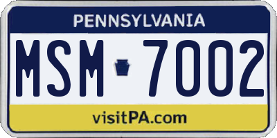 PA license plate MSM7002