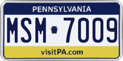 PA license plate MSM7009