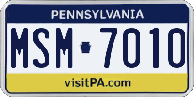 PA license plate MSM7010