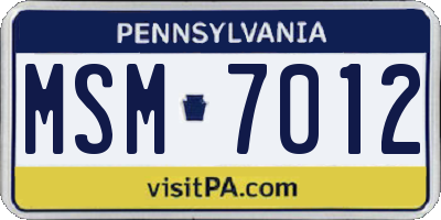 PA license plate MSM7012