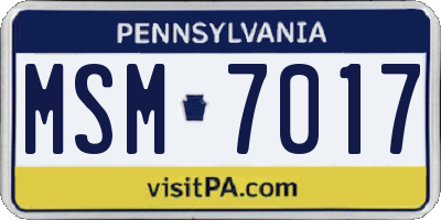 PA license plate MSM7017