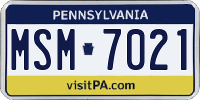 PA license plate MSM7021