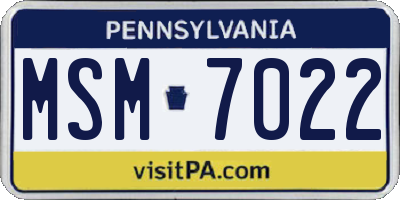 PA license plate MSM7022