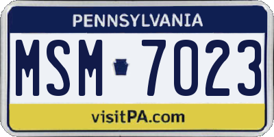 PA license plate MSM7023
