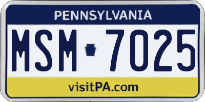 PA license plate MSM7025