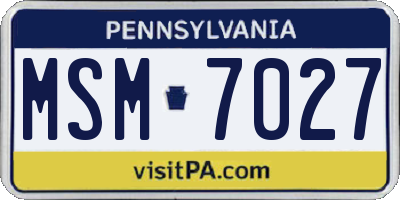PA license plate MSM7027
