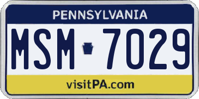 PA license plate MSM7029