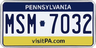PA license plate MSM7032
