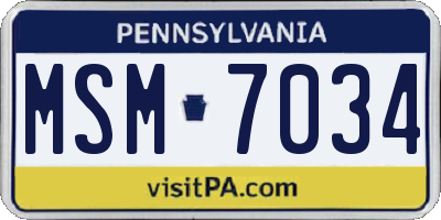 PA license plate MSM7034
