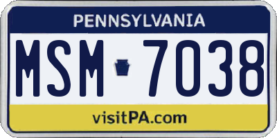 PA license plate MSM7038