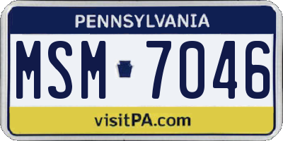 PA license plate MSM7046