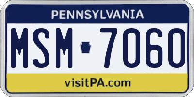 PA license plate MSM7060