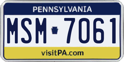 PA license plate MSM7061