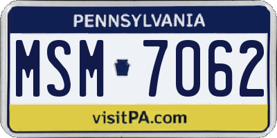 PA license plate MSM7062