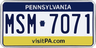 PA license plate MSM7071