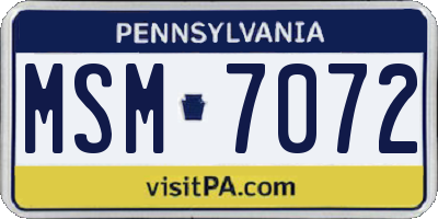 PA license plate MSM7072