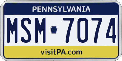 PA license plate MSM7074