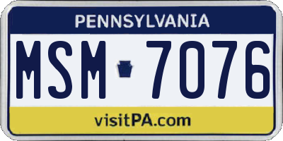 PA license plate MSM7076
