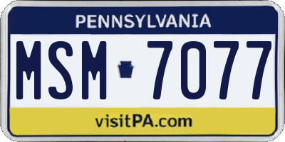 PA license plate MSM7077