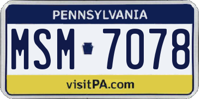 PA license plate MSM7078