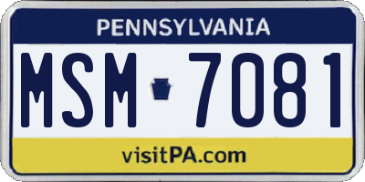 PA license plate MSM7081