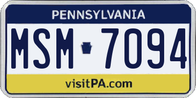 PA license plate MSM7094