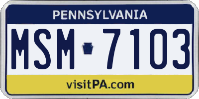PA license plate MSM7103