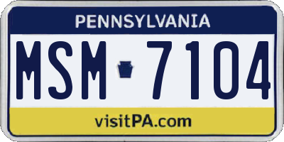 PA license plate MSM7104