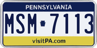 PA license plate MSM7113