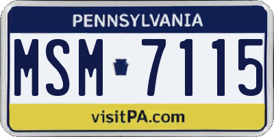 PA license plate MSM7115