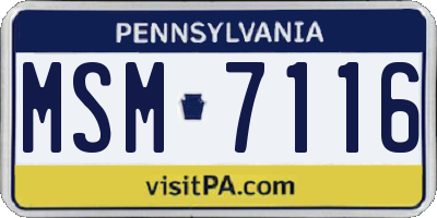 PA license plate MSM7116