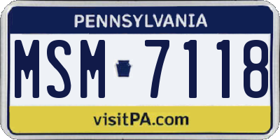 PA license plate MSM7118