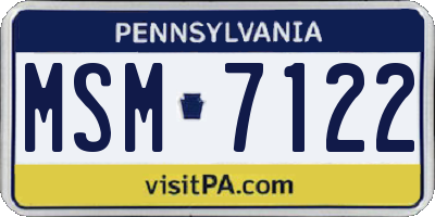 PA license plate MSM7122