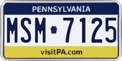PA license plate MSM7125