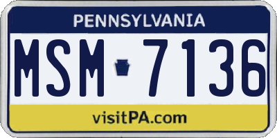 PA license plate MSM7136