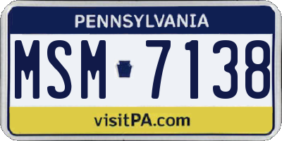 PA license plate MSM7138