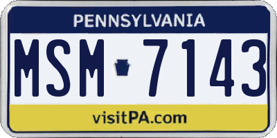 PA license plate MSM7143