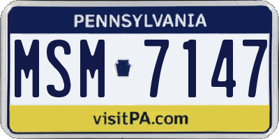 PA license plate MSM7147