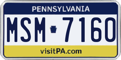 PA license plate MSM7160