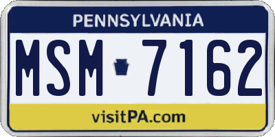 PA license plate MSM7162