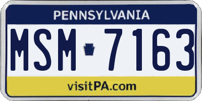 PA license plate MSM7163