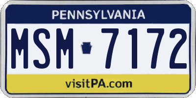 PA license plate MSM7172