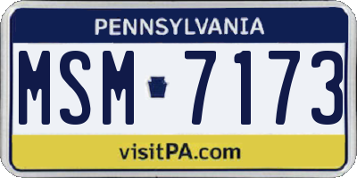 PA license plate MSM7173