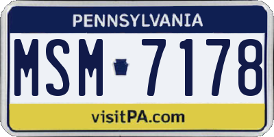 PA license plate MSM7178